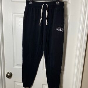 Calvin Klein Women’s Black Joggers with White Logo Details Size M Sleepwear